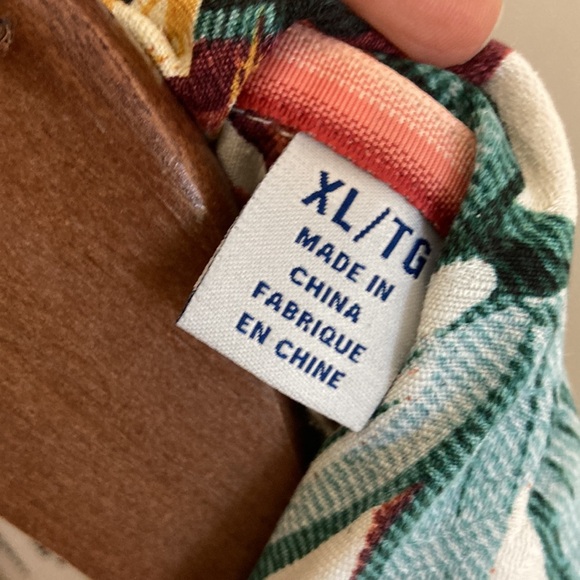 New Tommy Bahama Camp Shirt Mens XL Bungalow Bamboo Silk Cream Green Orange - Picture 12 of 16